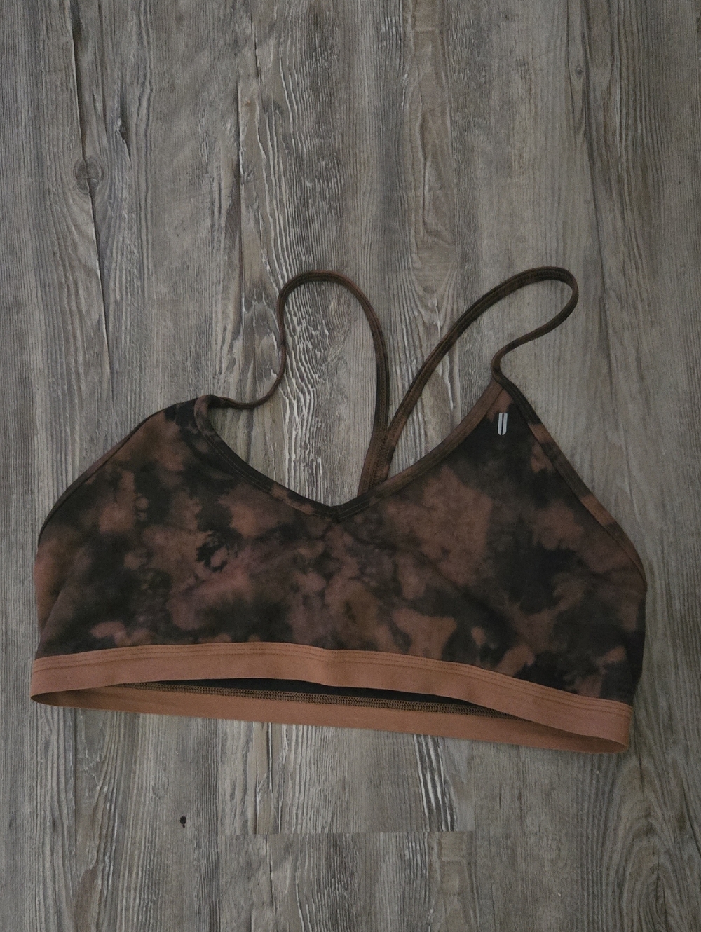 NOBULL Tie-Dye Light Support Bralette in Brown and Black